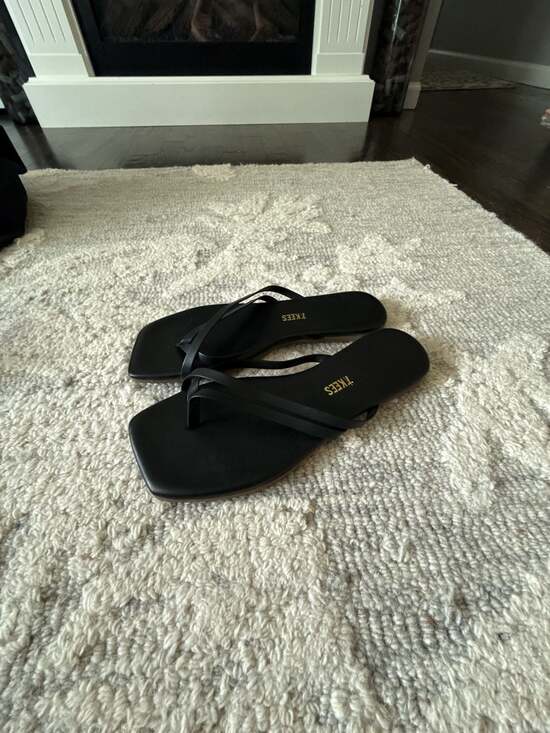 TKEES Shoes - TKEES Women's Square Toe Lily Flip Flop, Black, Size 8